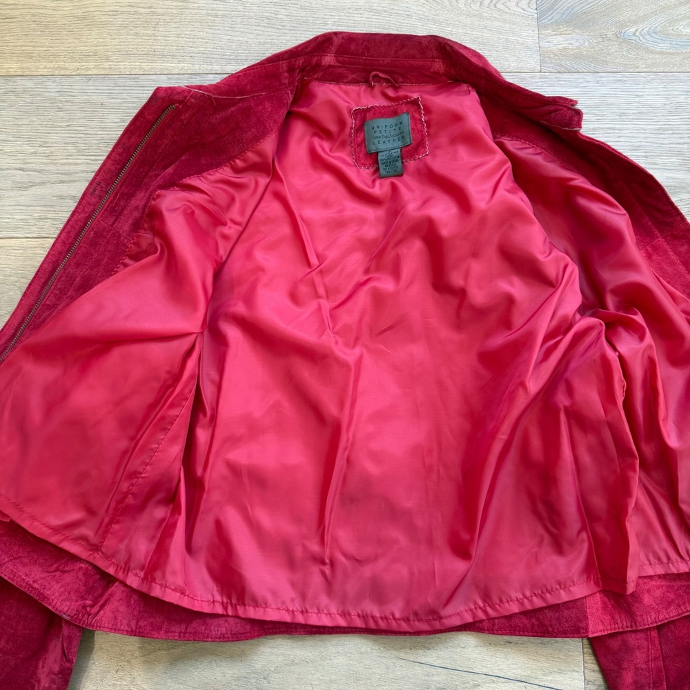 John Paul Richard Red Suede Leather Jacket Zip Front Womens Size 8 Vintage - Picture 9 of 10